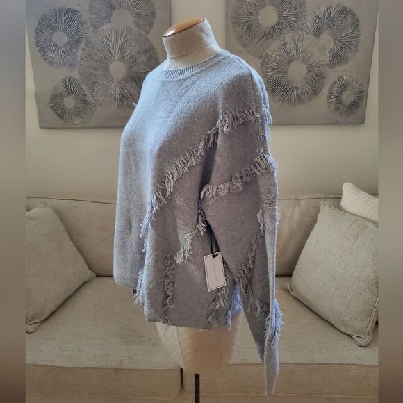 ✨ 1.STATE ✨ Fringe Detail Sweater - [Large, Grey] - Picture 4 of 10